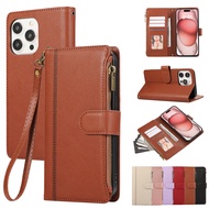 Wallet Case for Samsung Galaxy S22 S21 S20 Ultra Plus FE Leather Flip Card Slots Zipper Bag Retro Fa