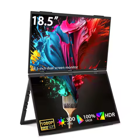 18.5 Inch Dual IPS Portable Monitor 100Hz 1080P FHD 100%sRGB Foldable Dual Extension Screen for Stoc