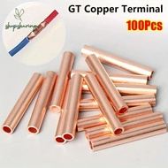 SHOPSHARING 100Pcs GT Copper Terminal Connecting Tube, GT-1/1.5/2.5/4/6/10/16/25 Brass Wire Terminal