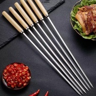 [Stainless Steel Barbecue Stick] Barbecue Needle Wooden Handle Barbecue Stick Stainless Steel Lamb S
