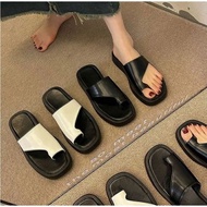 【Lucky girl】Women's Fashion Thick Sole One pinch Toe Rubber Slipper A88