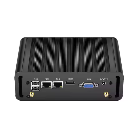 Fanless Industrial Mini PC Intel N100 J6412 2x Ethernet 2x COM RS232/485 6x USB 4G LTE SIM Card WiFi