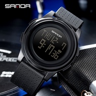 นาฬิกาข้อมือแบรนด์ผู้ชาย SANDA แนวสปอร์ตหรูหราแอลอีดีไฟฟ้านาฬิกาข้อมือดิจิตอลสำหรับผู้ชาย