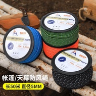 Rope Bold Camping Reinforced Rope Tent Rope Bundled 5mm Fixed Reflective Roll Outdoor Windproof Whol