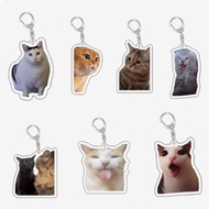Rambling Goat Huh Cat Meme Cat Screaming With Paws On Its Head keychain made of WrightZ acrylic mate