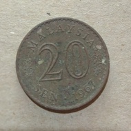 uang koin 20 sen malaysia tahun 1967