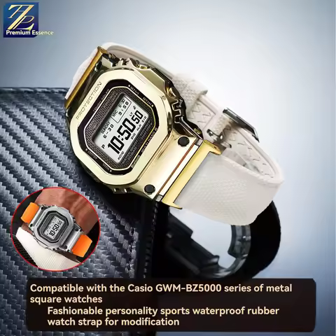 For Casio G-SHOCK Metal Block Watch 3575 GMW-BZ5000 Modified Fluororubber Watch Strap Sport Replacem