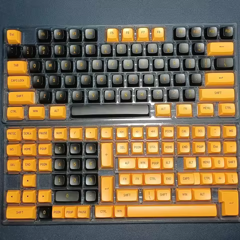 Black Yellow Keycap CSA Profile PBT Double Shot Keycaps For Cherry Mx Switch Mechanical Gaming Keybo