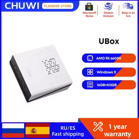 CHUWI UBox Mini PC AMD R5 6600H 6-core 12-thread Computer 16GB DDR5 512GB PCIe 4.0 SSD WiFi 6 BT5.2 