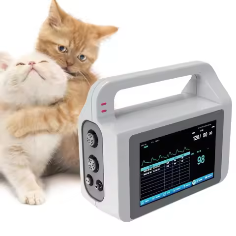 5-Inch Mini Animal Monitoring Pet Patient Monitor Veterinary Vital Signs SPO2 PR NIBP TEMP Nontoxic 