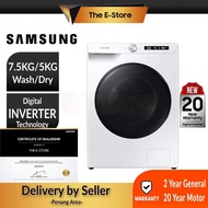 (Delivery for Penang ONLY) Samsung 7.5/5KG Smart Inverter AI Front Load Washing Machine | WD75T504DBW/FQ (Combo Washer Dryer Mesin Basuh Mesin Cuci Tumble Dryer 洗衣机)
