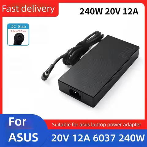 New 240W 20V 12A 6.0x3.7mm Adapter Laptop Charger For ASUS ROG 15 GX550LXS RTX2080 Power Supply ADP-
