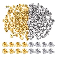 80pcs Crimp Beads for Jewelry Making, Gold Silver Spacer Beads Metal Bead Stopper Crimp Charms for B