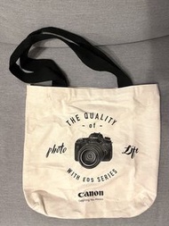 全新Canon Tote Bag 米白色帆布袋 相機圖案