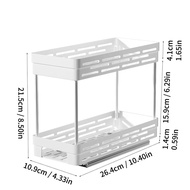 WORTHBUY Multifunctional 2 Tier Sliding Storage Rack Cabinet Spice Rack Pull Out Organizer Shelf For