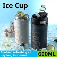 600ml tumbler  Thermos Cup Men's Coffee Cup Cold Water Cup Student Portable Cup Straw Cup tumbler ta