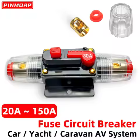 PINMOAP Car Circuit Breaker 20A-150A 12V-48V Recoverable Circuit Breaker Power Fuse Switch Audio Fus