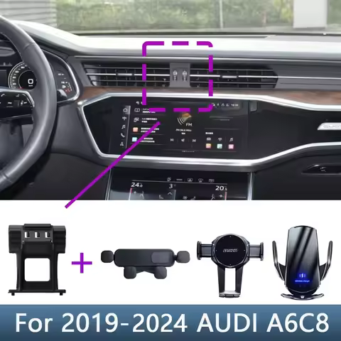 Car Phone Holder For AUDI A6 C8 A7 2019 2020 2021 2022 2023 2024 Special Fixed Bracket Base Wireless