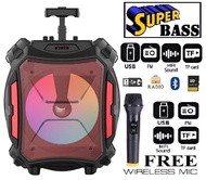 ZQS-12110 12"Inch with Wireless Mic LED Portable Super Bass Speaker Bluetooth/USB/TF/LED Light