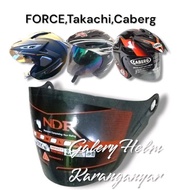 (NDR) Glass Helmet Force Takachi Caberg Half Face all Color Variants Clear Smoke Rainbow (NDR-4) Without Foam Universal Helmet