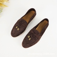 Loafers Women LP Metal Buckle Women's Shoes Lazy Shoes Cashmere Mules Round Toe Women's Shoes