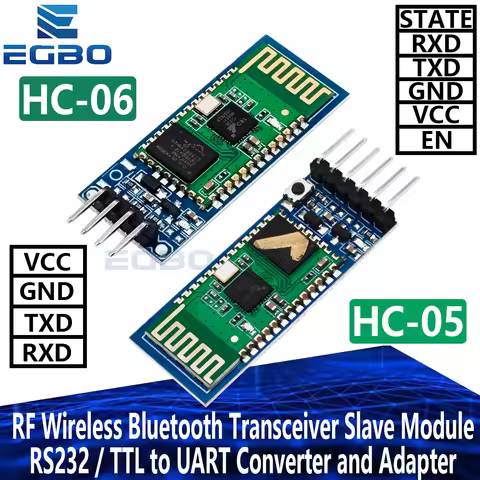 1~5PCS HC-05 HC-06 RF Wireless Bluetooth Transceiver Slave Module HC05/HC06 RS232/TTL to UART Conver