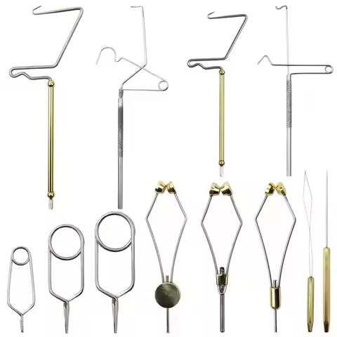 Fly Tying Tools Kit Fly Tying Vise Bobbin Thread Whip Finisher Knotter Bodkin Needle Hackle Plier Fl