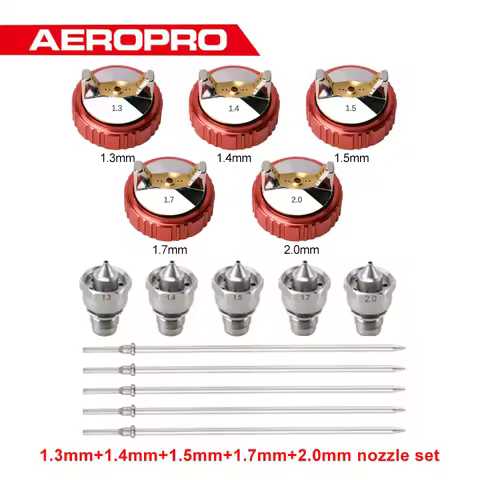 AEROPRO LVLP Spray Gun Accessories Nozzle Set 1.3/1.4/1.5/1.7/2.0mm Nozzle Needle Air Cap Set For A6