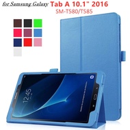 For Samsung Galaxy Tab A A6 10.1 2016 SM-T580 T580N T585 T585C Tablet Ultra-thin PU Leather Case Adjustable Folding Stand Cover Full Body Protective Cover