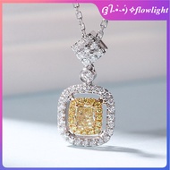 Pt950 diamond necklace Square yellow diamond necklace white diamond collarbone chain