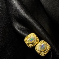 s925 純銀 蛋白石 耳環 歐泊 耳環 Opal 耳環 耳針 復古 耳環