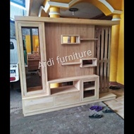 Partisi minimalis kayu jati rak pajangan bufet bupet kayu jati mentah