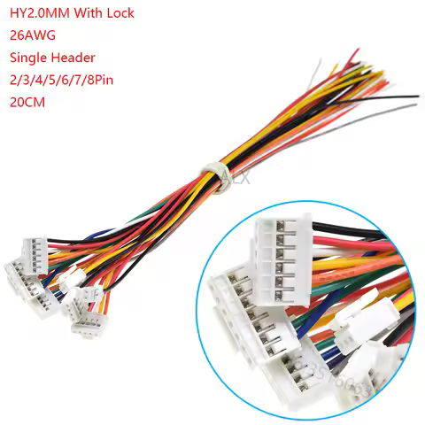 5PCS JST 2mm HY2.0MM Male Plug Connector With Wire Cable 2/3/4/5/6/7/8 Pin 26AWG 2.0/2P/3P/4P/5P/6P/