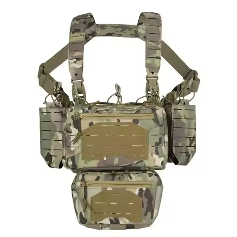 YAKEDA Camo Molle Chest Rig Fight Chassis Placard Laser Detachable Hook Loop Airsoft Magazine Pouch 