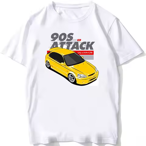 CIVIC EK9 90s Attack Classic T-Shirt Summer Men Short Sleeve Hip Hop Boy Casual Tees JDM Legend Civi