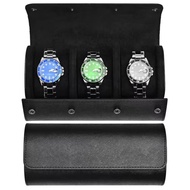 3 Slot Watch Roll Watch Organizer Travel Watch Case - Black