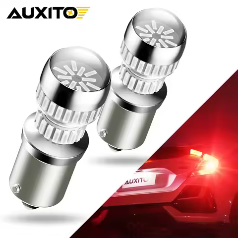 AUXITO 2Pcs 1156 P21W Ba15s LED Canbus Error Free Red Bulb Brake Light Car Rear Stop Signal Lamp 12V
