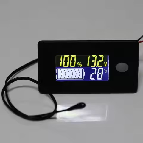 652F 3 in 1 Battery Monitor Temp Display Digital Battery Capacity Tester Percentage Level Temperatur