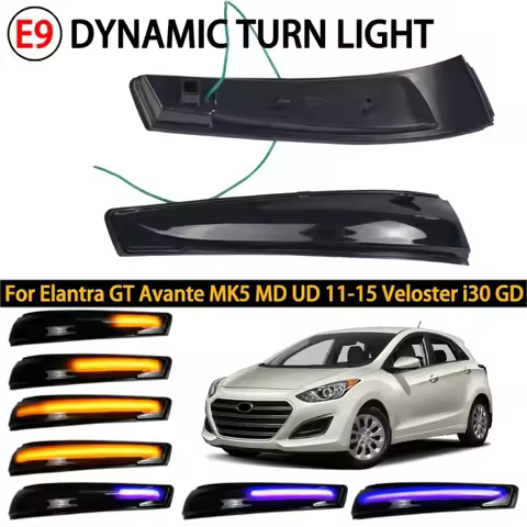 For Hyundai Elantra GT Avante MK5 MD UD 11-15 Veloster I30 GD Flowing Turn Signal Lamp 2 Pcs LED Dyn