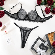 Bikini Lace Underwear Set Thin Bra Thong