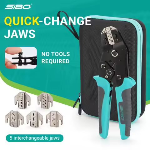 Crimping Pliers Tools Kit Set Quick Replace Jaws For Non Insulated Open Barrel Ferrule Tubular MC4 S