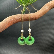 9.1314k Gold-Plated Earrings Glass Eccentric Buckle Plus Bead Earrings