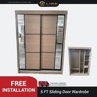 [JL Home] 5 FT Sliding Door Wardrobe/ 5 FT Almari Pintu Gelangsar (3 Color)