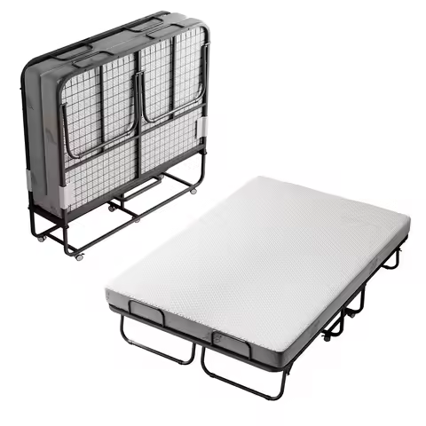 Full Size 75"x54" Folding Bed with Mattress for Adult - Extra Large and Extra Wide Folding Bed for C
