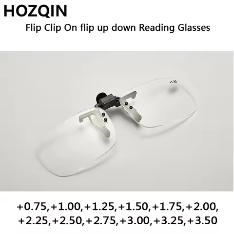 Clip On Reading Glasses Magnifier Women Men Rimless Flip up Presbyopia Spectacles Clips Lens +0.75 +