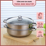 Multi-purpose 2-Storey Stainless Steel Hot Pot - Convenient Large Steamer For Gas Stove, Induction Hob, Infrared Stove