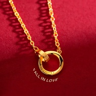 Gold Shop Same Boutique 24K Gold Necklace AU999 Real Gold Mobius Ring Necklace Female Interlocking C