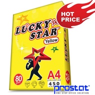 A4 Lucky Star Yellow 80G Copier Paper  -10Ream -450'Sheet