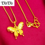 Original gold pawnable chain pure 21k saudi gold nasasangla womens necklace bow pendant jewelry for 