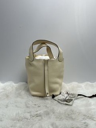 👜Hermes Picotin 18 Nata PHW Stamp Y 愛馬仕 菜籃子18 奶油白全皮 銀扣 Y刻